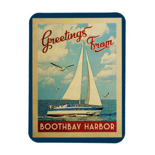 Boothbay Harbour Sailboat Vintage Travel Maine Magnet