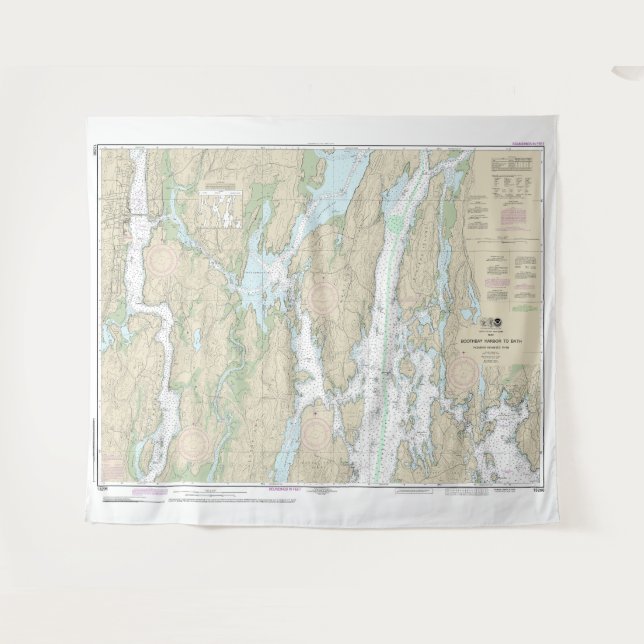 Boothbay Harbour to Bath Nautical Chart 13296 Tapestry (Front (Horizontal))