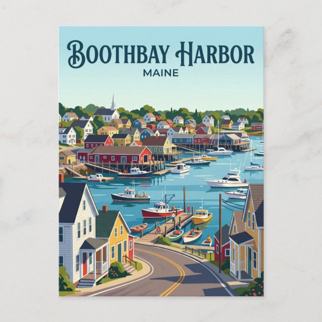 Boothbay Harbour USA Postcard (Front)