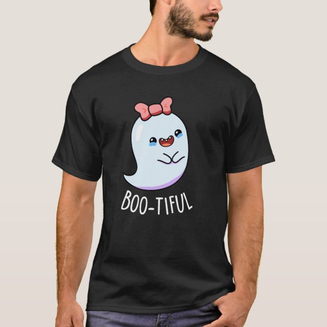 Bootiful Funny Girly Halloween Ghost Pun  T-Shirt (Front)