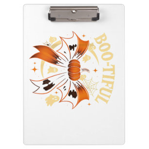 Bootiful Funny Halloween Coquette Bow Pumpkin Clipboard