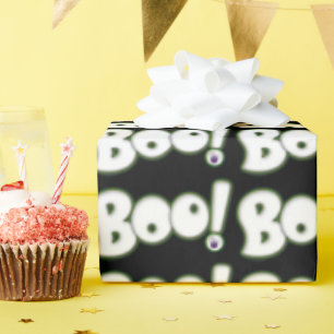 Bootiful Ghost Cartoon Lettering Boo Halloween Eye Wrapping Paper