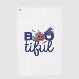 Bootiful Halloween Funny Unicorn Pumpkin lantern Golf Towel