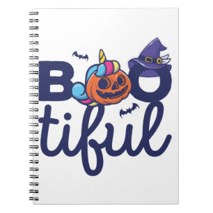 Bootiful Halloween Funny Unicorn Pumpkin lantern Notebook
