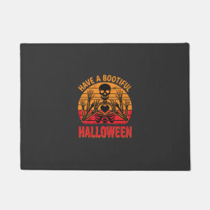 Bootiful Halloween Skeleton Heart Retro Sunset Des Doormat