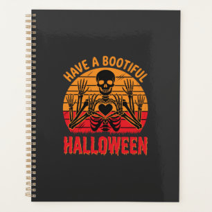 Bootiful Halloween Skeleton Heart Retro Sunset Des Planner