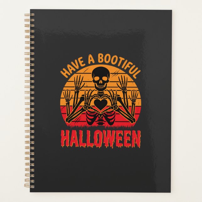 Bootiful Halloween Skeleton Heart Retro Sunset Des Planner (Front)