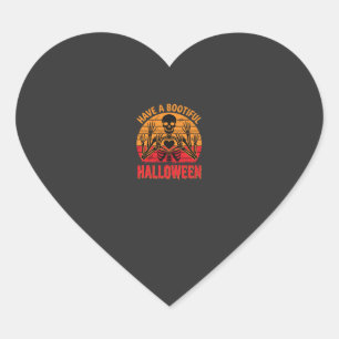 Bootiful Halloween Skeleton Heart Retro Sunset Des Sticker