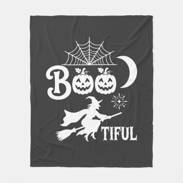 Bootiful Halloween Witch Moon Design_1 Fleece Blanket (Front)