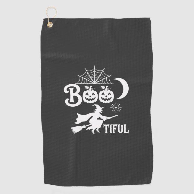 Bootiful Halloween Witch Moon Design_1 Golf Towel (Front)