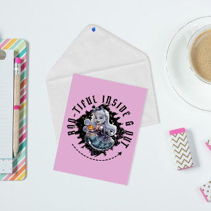 "Bootiful Inside & Out" Halloween Ghost Cute Girl Postcard