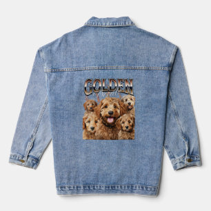Bootleg Style Rap Tee Goldendoodle Dog Design Long Denim Jacket