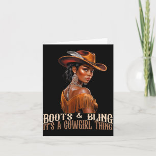 Boots &amp; Bling It's Cowgirl African Women Black Card