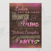 Boots and Bling Bachelorette Party Invitations
