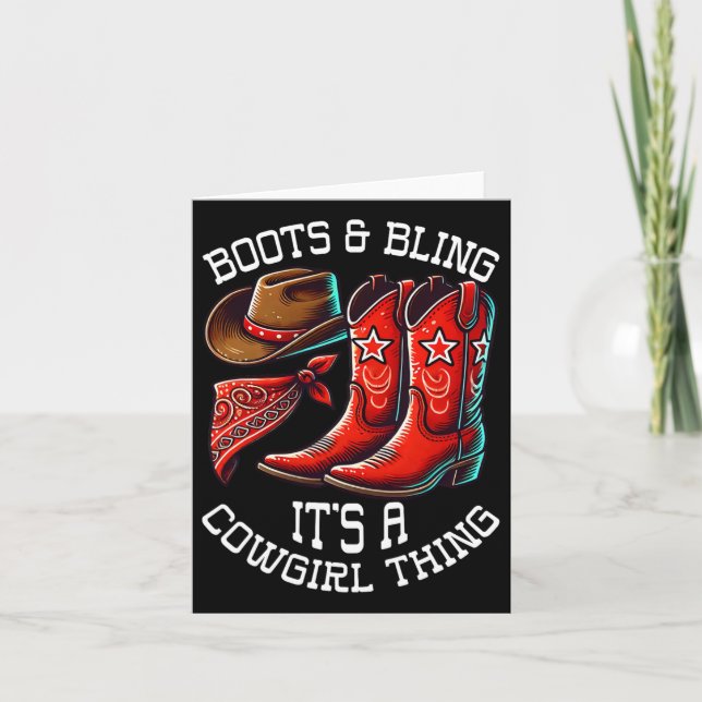 Boots And Bling Cowgirl Rodeo Horseback Riding Wes Card (Front)