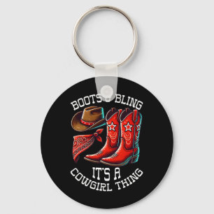 Boots And Bling Cowgirl Rodeo Horseback Riding Wes Key Ring