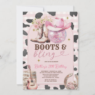 Boots and Bling Cowgirl Western Birthday Invitation