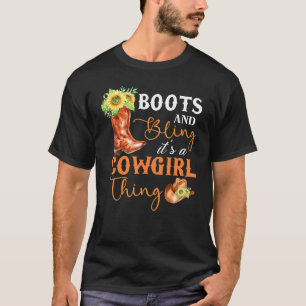 Boots And Bling It's A Cowgirl Thing Rodeo Hat Fun T-Shirt