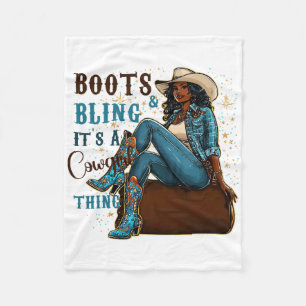 Boots And Bling It's Cowgirl Thing Western Country Fleece Blanket