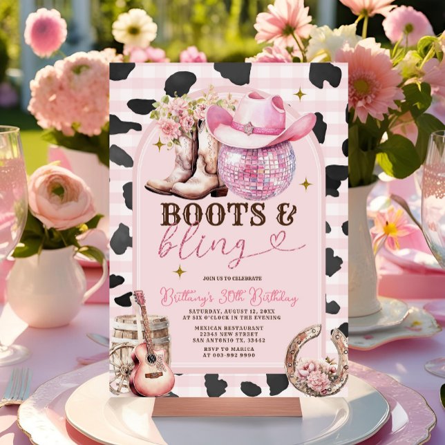 Boots and Bling Skin Cowgirl Western Birthday  Invitation (Creator Uploaded)