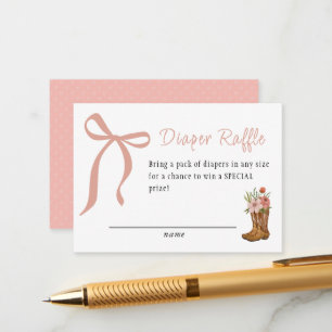 Boots and Bows Baby Girl Shower Diaper Raffle Enclosure Card