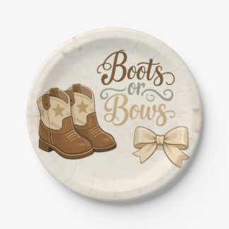 Boots and Bows Gender Reveal Paper Plate