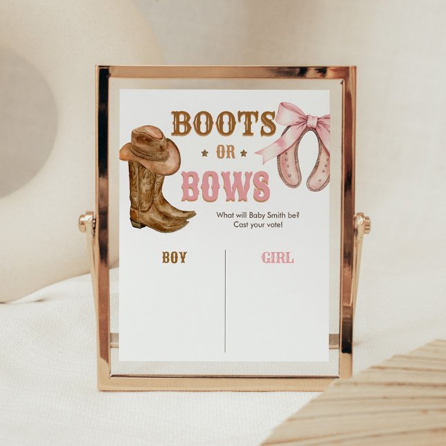 Boots and Bows Gender Reveal Sign (Western Boots and Bows Gender Reveal Voting Sign)