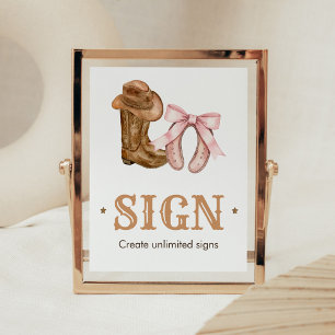 Boots and Bows Gender Reveal Sign