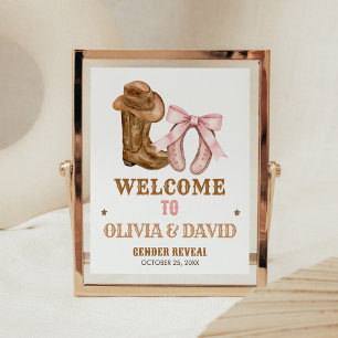 Boots and Bows Gender Reveal Welcome Sign