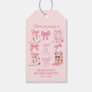 Boots and Bows Pink Girly Bachelorette Party Gift Tags