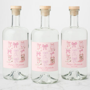 Boots and Bows Pink Girly Bachelorette Party Liquor Bottle Label