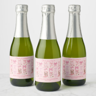 Boots and Bows Pink Girly Bachelorette Party  Sparkling Wine Label