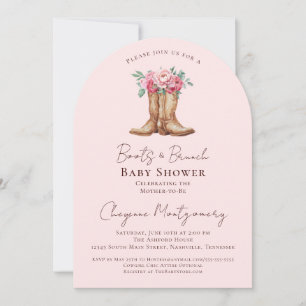 Boots and Brunch Baby Shower Soft Pink Floral Invitation