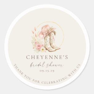Boots and Brunch Western Floral Bridal Shower Classic Round Sticker
