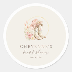Boots and Brunch Western Floral Bridal Shower Classic Round Sticker