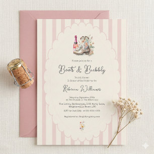 Boots and Bubbles Country Chic Bridal Shower  Invitation