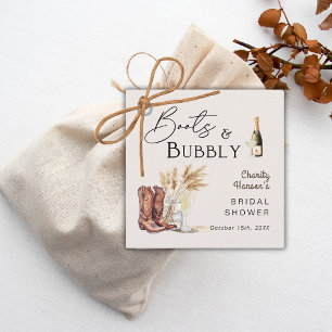 Boots And Bubbly Boho Pampas Grass Bridal Shower Favour Tags