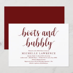 Boots and Bubbly, Bridal Shower Celebration Invita Invitation