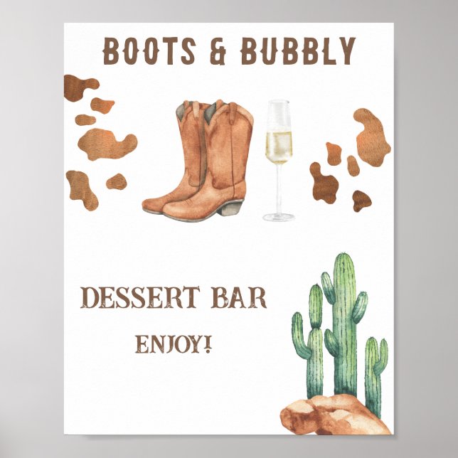 Boots and Bubbly Bridal shower Dessert bar Poster (Front)