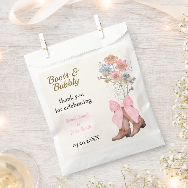 Boots and Bubbly Bridal Shower Favour Bags (Clipped)