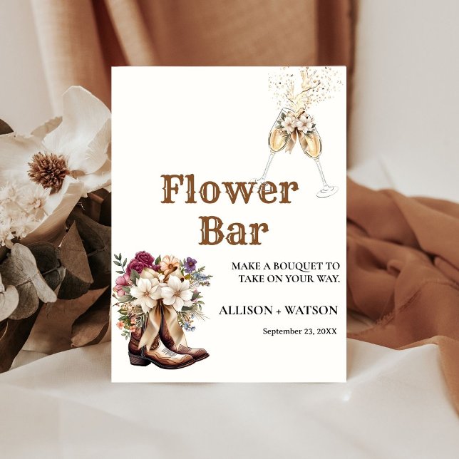 Boots and Bubbly bridal shower flower bar Sign (Creator Uploaded)