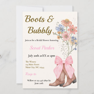 Boots and Bubbly Bridal Shower Invitation