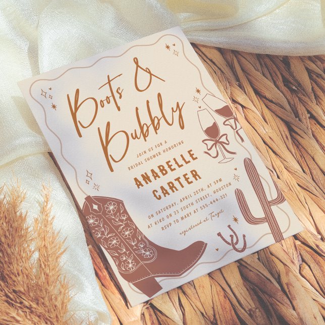Boots and Bubbly Bridal Shower Invitation (Creator Uploaded)