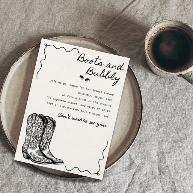 Boots and bubbly bridal shower invitation (Creator Uploaded)