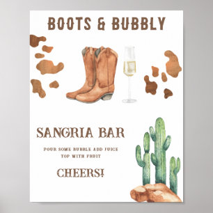 Boots and Bubbly Bridal shower sangria bar Poster