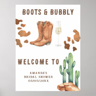 Boots and bubbly Bridal shower welcome Poster
