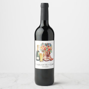 Boots and Bubbly Bridal Shower Wine Label