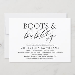 Boots and Bubbly, Bride to be, Bridal Shower Invit Invitation