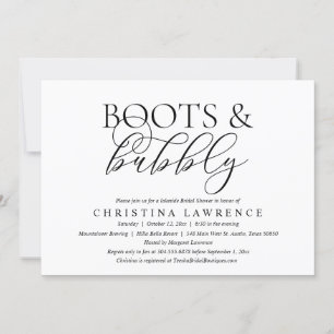 Boots and Bubbly, Bride to be, Bridal Shower Invitation