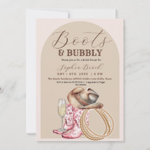  Boots and Bubbly Brown Western Bridal Shower Invitation
